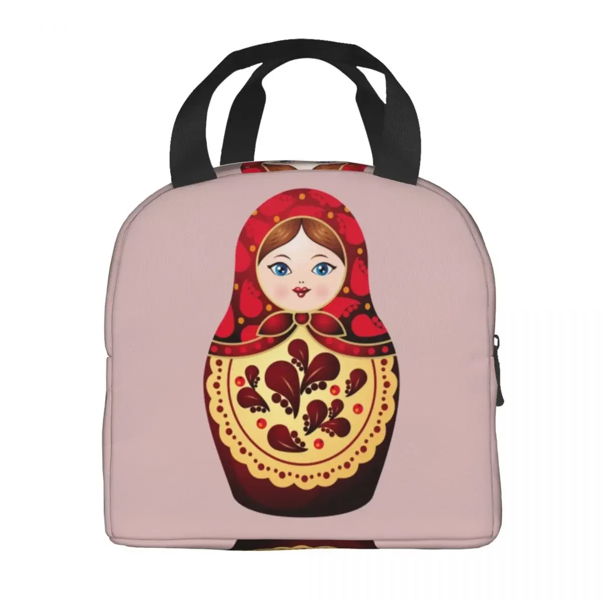 Red Matryoshka Doll Lunch Box Women Russian Art Babushka Pattern Cooler Thermal Food Insulated Lunch Bag Kids School Children