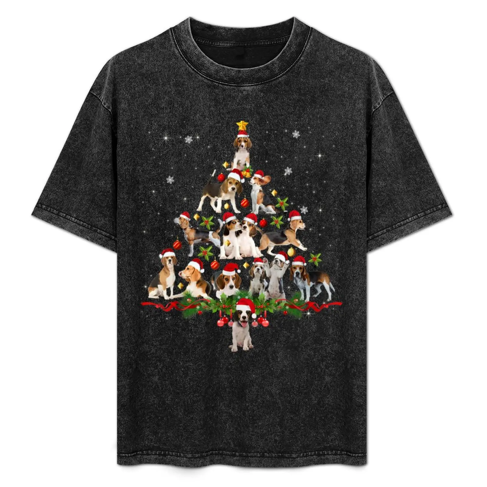 

Beagle Christmas Tree Funny xmas Beagle T-Shirt Basic Plain Tee for Spring and Summer