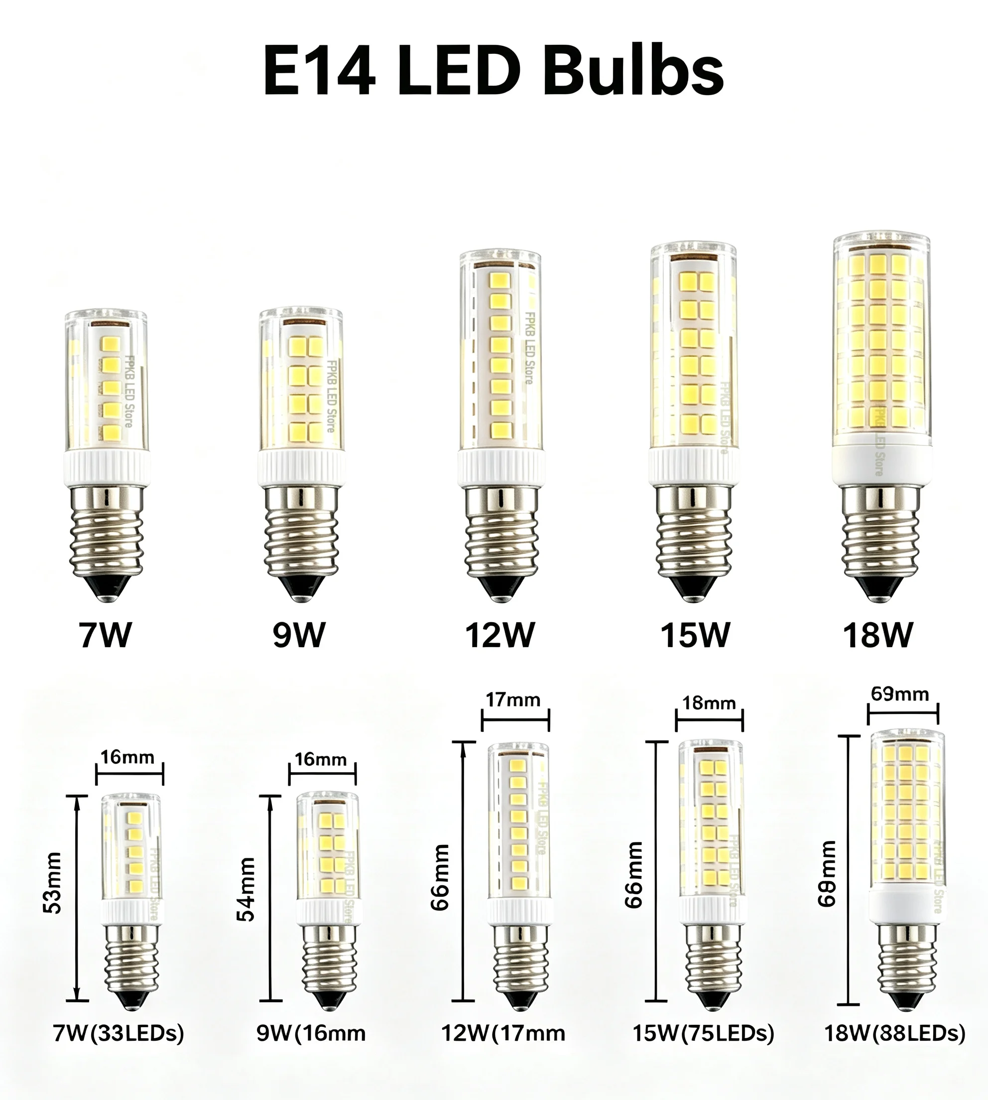 18W 15W 12W 9W 7W  E14 LED Bulb Lamp 220V-240V Mini Corn Bulb Light 2835SMD 360 Beam Angle Replace Halogen Chandelier Lights
