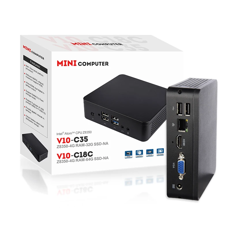 Imagem -06 - Szmz-mini pc Atom x5 Z8350 Processador Intel Core Caixa de tv 4g Ram 64g Ssd Windows 10 Suporte 2.5 Hdd 1000mbps Saída Dupla Windows 10 Cpu