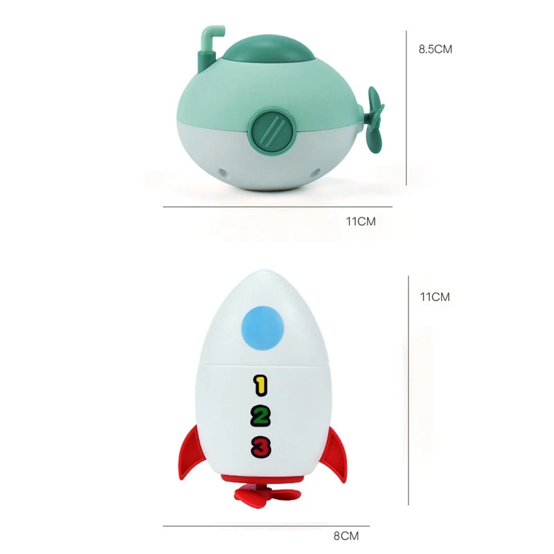 4 قطعة ألعاب حمام الطفل الرضع سلسلة السباحة يختتم الغواصة الصغيرة صاروخ حوض الاستحمام عقارب الساعة لعب للبنين بنات