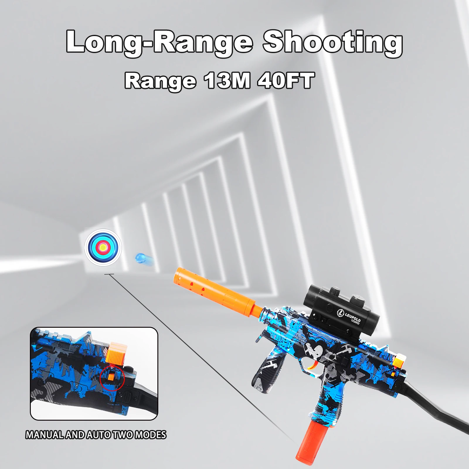 Gel Toy Gun Blaster Automatic, Electric Splatter Ball Toy Gun with Glasses, Fun Shooting Games(Without water bead)