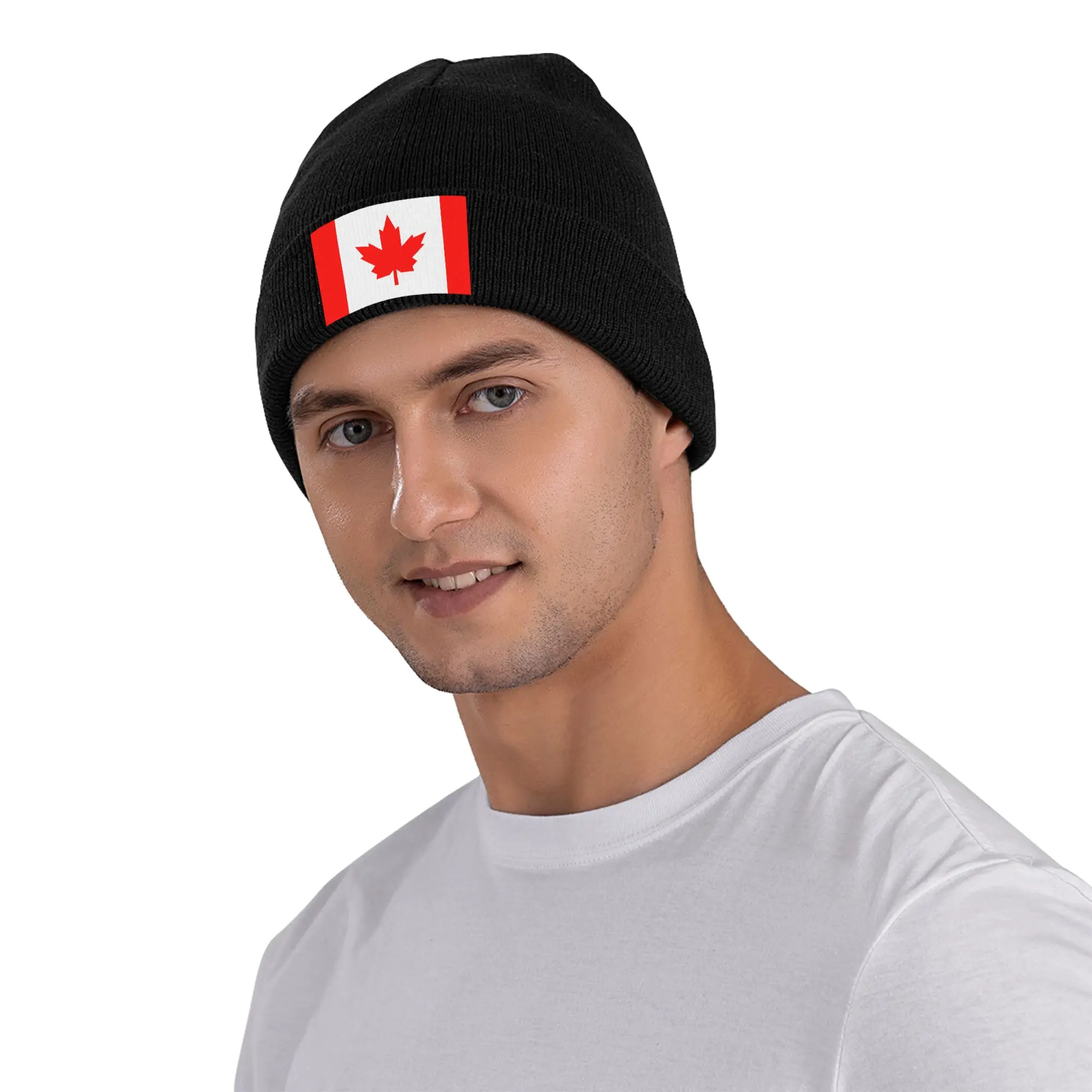 Canada Flag Knitted Caps Women's Men's Beanie Autumn Winter Hats Acrylic Maple Leaves Crochet Caps