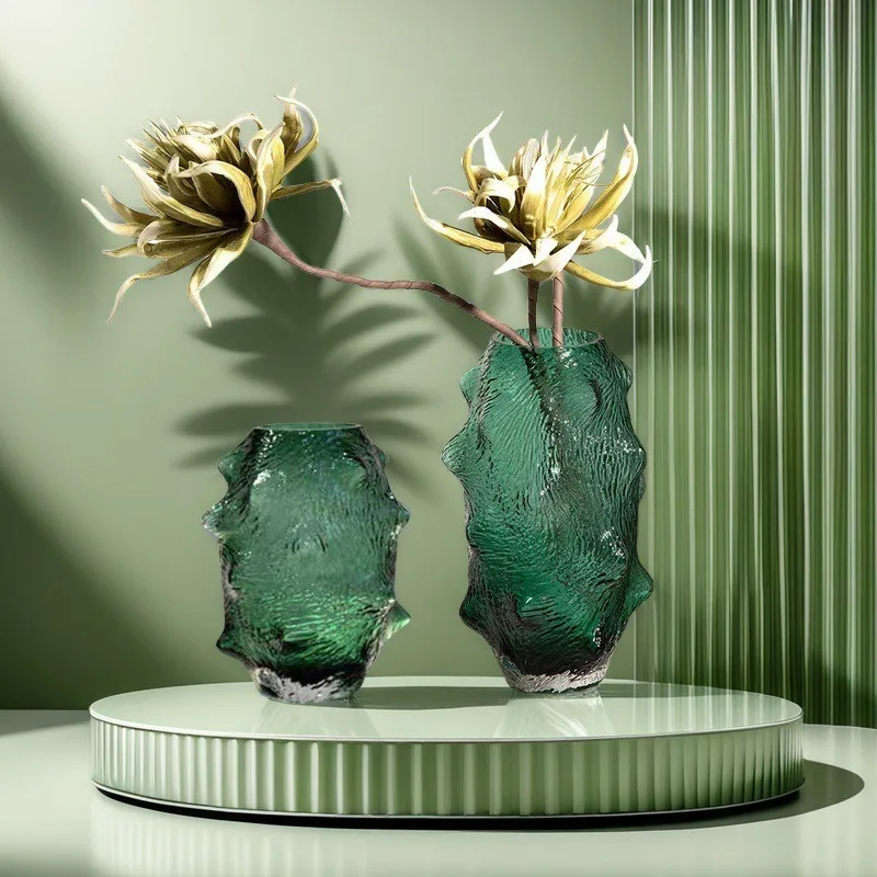 Modern simple irregular sea cucumber glass vase flower arrangement ornament home sample