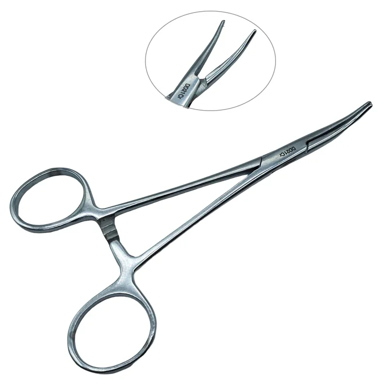 Pinzas hemostáticas de acero inoxidable, herramienta quirúrgica, abrazaderas de bloqueo hemostático, alicates de pesca con punta curva, 1 ud.