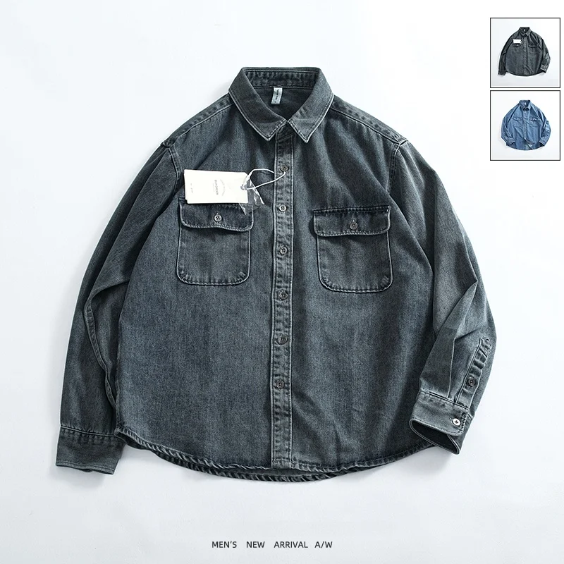 

Винтажная синяя рабочая одежда Waed, джинсовая мужская длинная свековая повседневная свободная одежда Multi ket Faion Urban Sle Youth, всесезонные