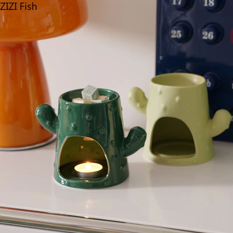 

Керамическая горелка кактуса, дрова, поднос для ароматерапии, аромадиффузор для комнаты, курильница, пепельная тарелка, домашний контейнер для ароматов