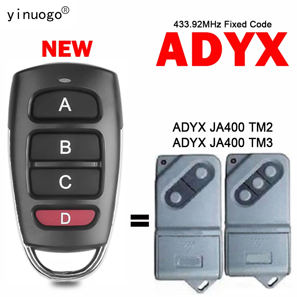 For ADYX JA400 TM2 TM3 Garage Door Remote Control Gate 433.92MHz Fixed Code ADYX Remote Control Wireless Transmitter