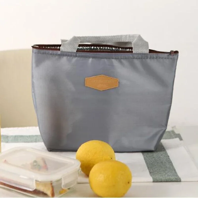 Lunch Box Camping Picnic Bag Lunch Bag Solid Color Portable Insulated Refrigerated Bags Cold Food Cooler Thermal Bag Handbag