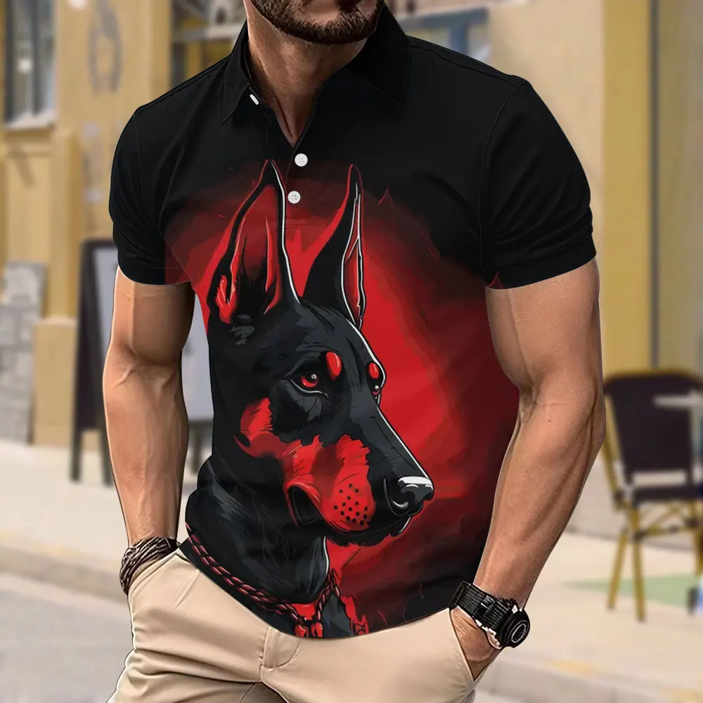 New Design Animal 3d Print Polo Shirt Polyester Fiber Slightly Elastic Loose Short-sleeved Top Outdoor Sports Men's Polo Shirt