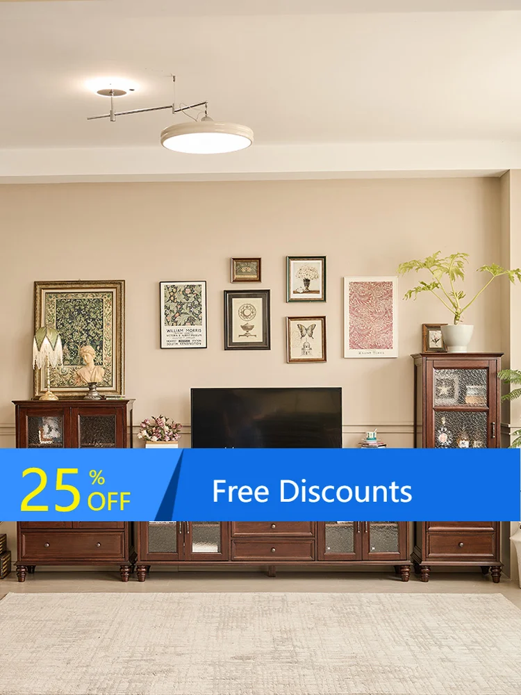 

XL Simple American Country Style Walnut Wood Solid Wood High and Low Wine Cabinet Living Room Furniture TV Cabinet