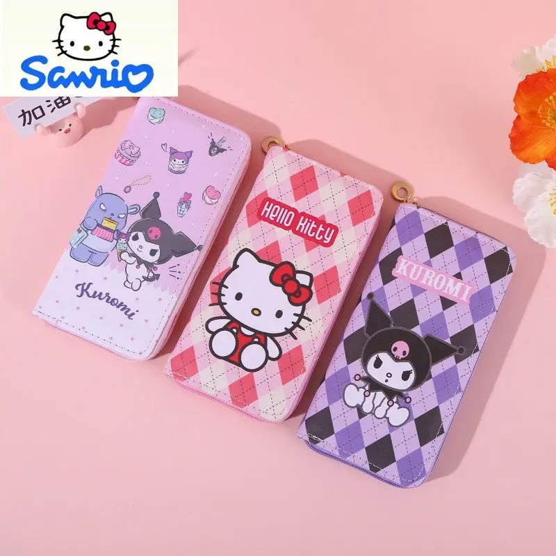 سانريو أزياء عالية الجودة بو الكرتون الإبداعية Kuromi المحفظة طويلة طالب سستة لطيف تغيير المحفظة المحمول