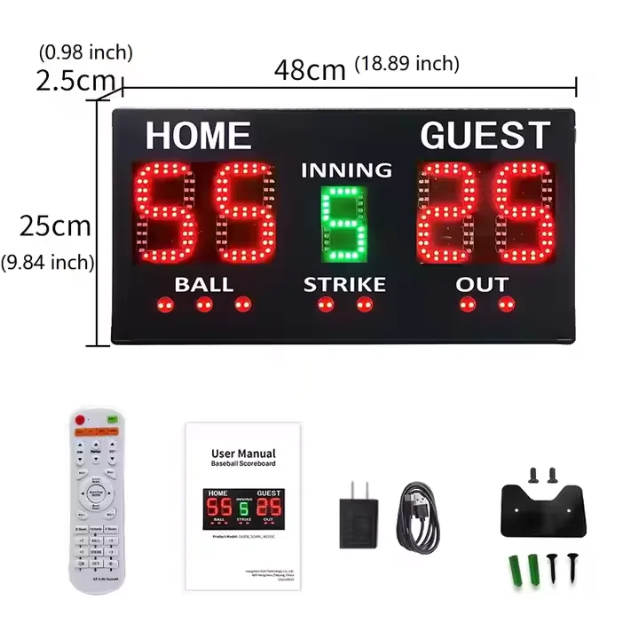 GANXIN Portable Baseball Softball Digital Scoreboard LED Electronic Score Inning Display Plastic Material Easy-to-Carry Design