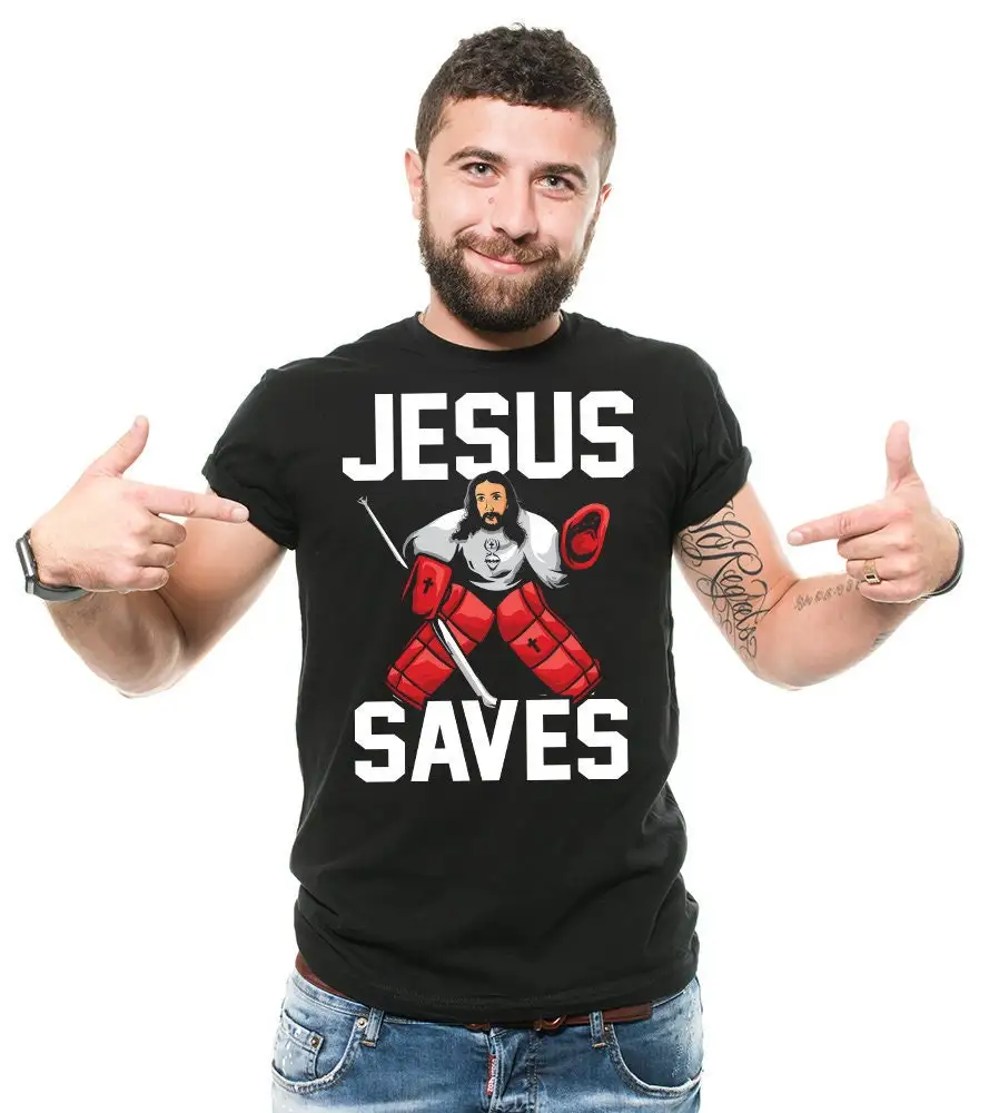 Jesus Goalkeeper T Shirt Funny Saves Hockey