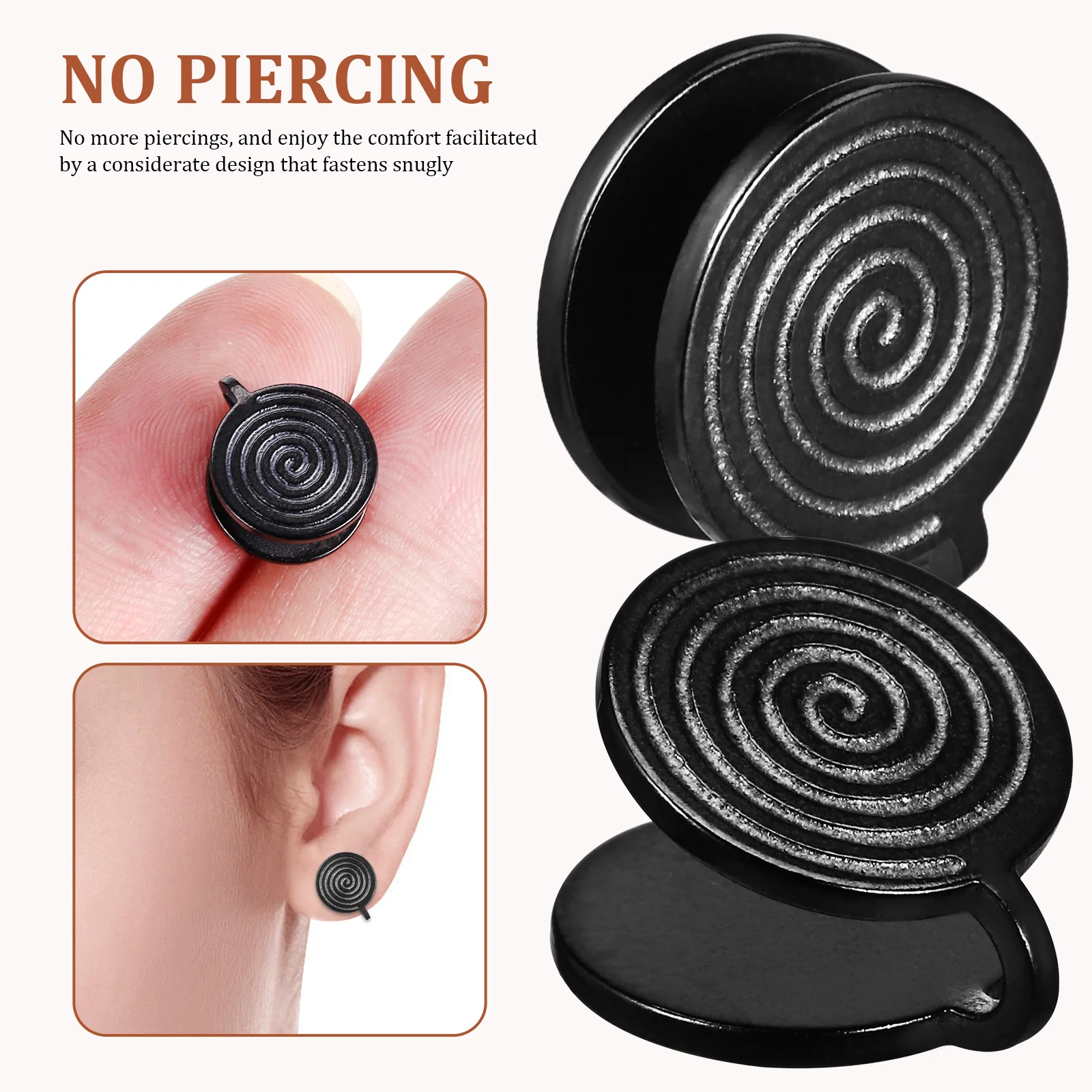 3 Pairs Non Piercing Earrings Clips Spiral Ear Clips Stainless Steel Pressure Ear Cuff Fashion Punk Jewelry For Women Men