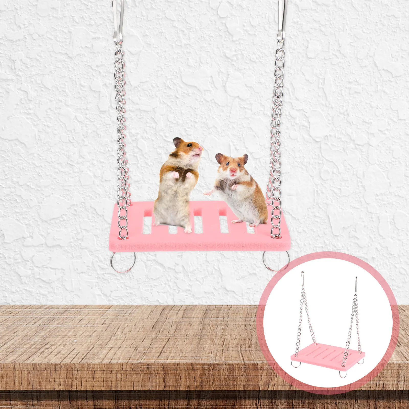 Pet Swing Nest for Hamster and Parrot Made of Wood Metal Strong Sturdy Build Vibrant Colors Attractive Enrichment Activity Happy