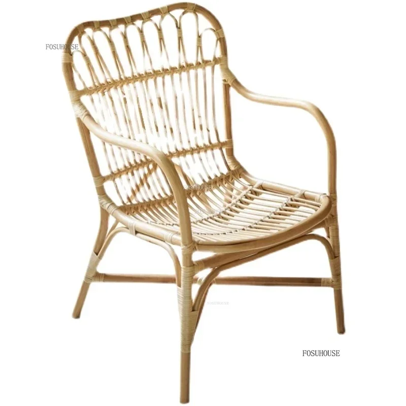 #Modern Simple Rattan Outdoor Chairs Nordic Cafe Dining Chairs Home Garden Beach Chairs Designer Chair Japanese Outdoor Furnitur