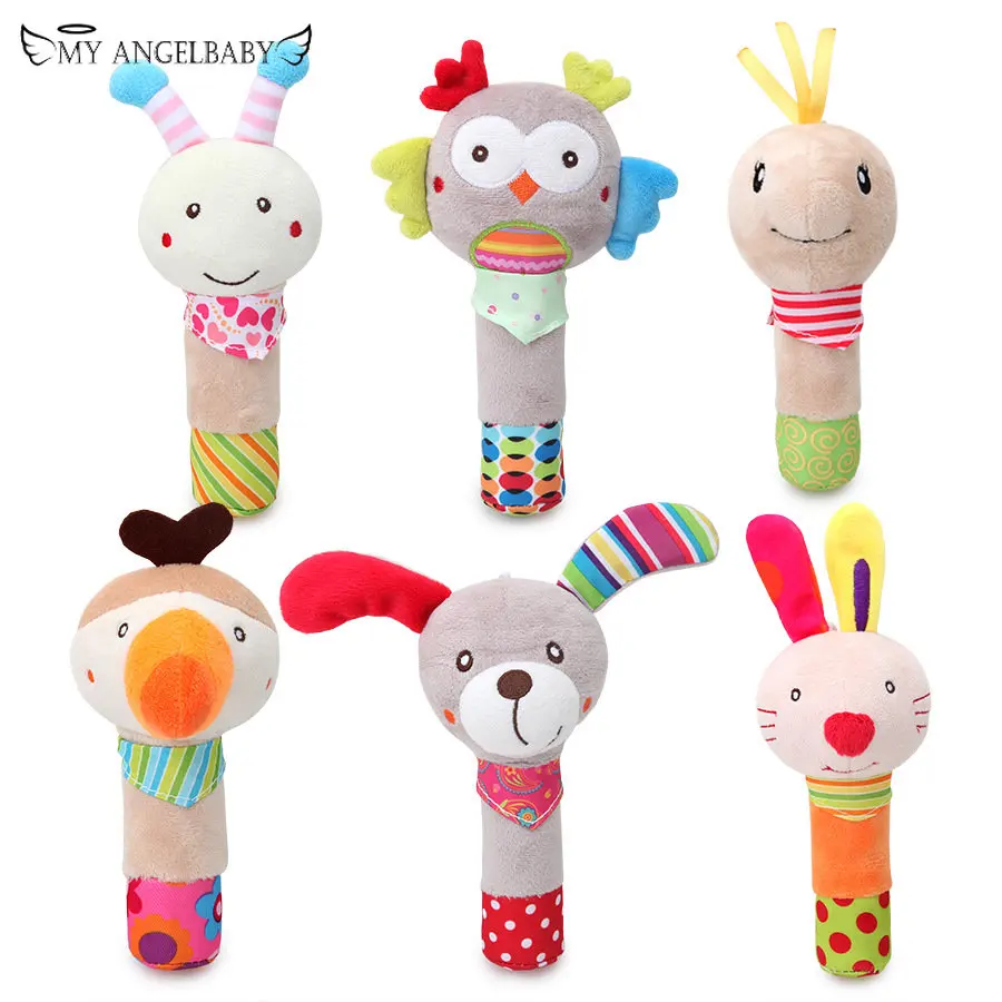 Infant Toys Handle Bell Baby Toys 0-12 months Baby Cartoon Newborn Plush Rattle Bell Hand Toys Soft Baby Mobile Infant Bell