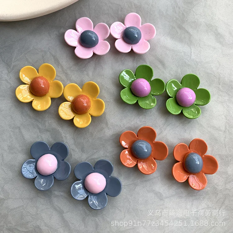 5pcs summer candy color small flower five-petal flower Resin Flower Crafts For DIY Jewelry Making Accessories