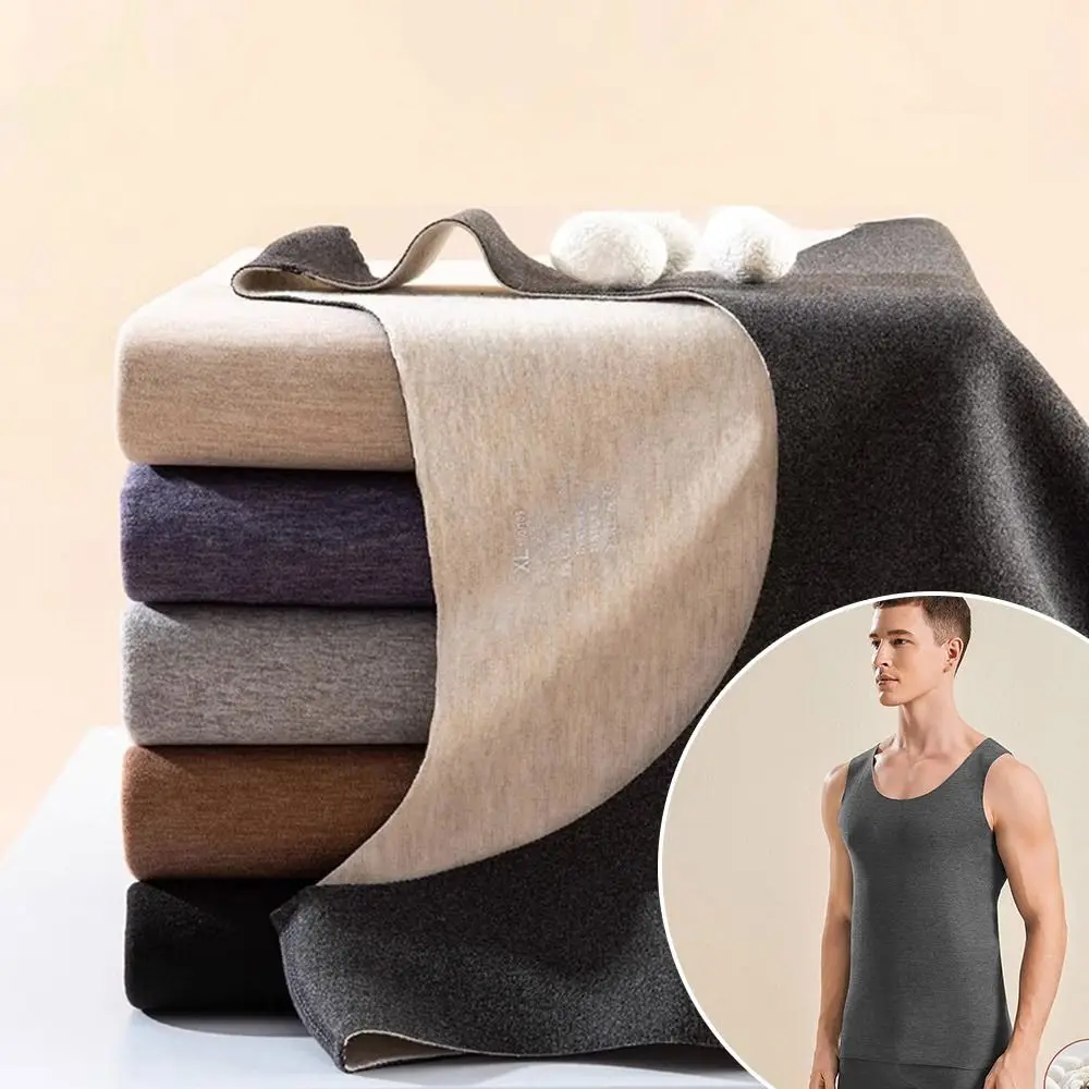 Men Round Neck Double-sided Warm Vest Bottoming Shirt Underwear Winter Thermal Underwear