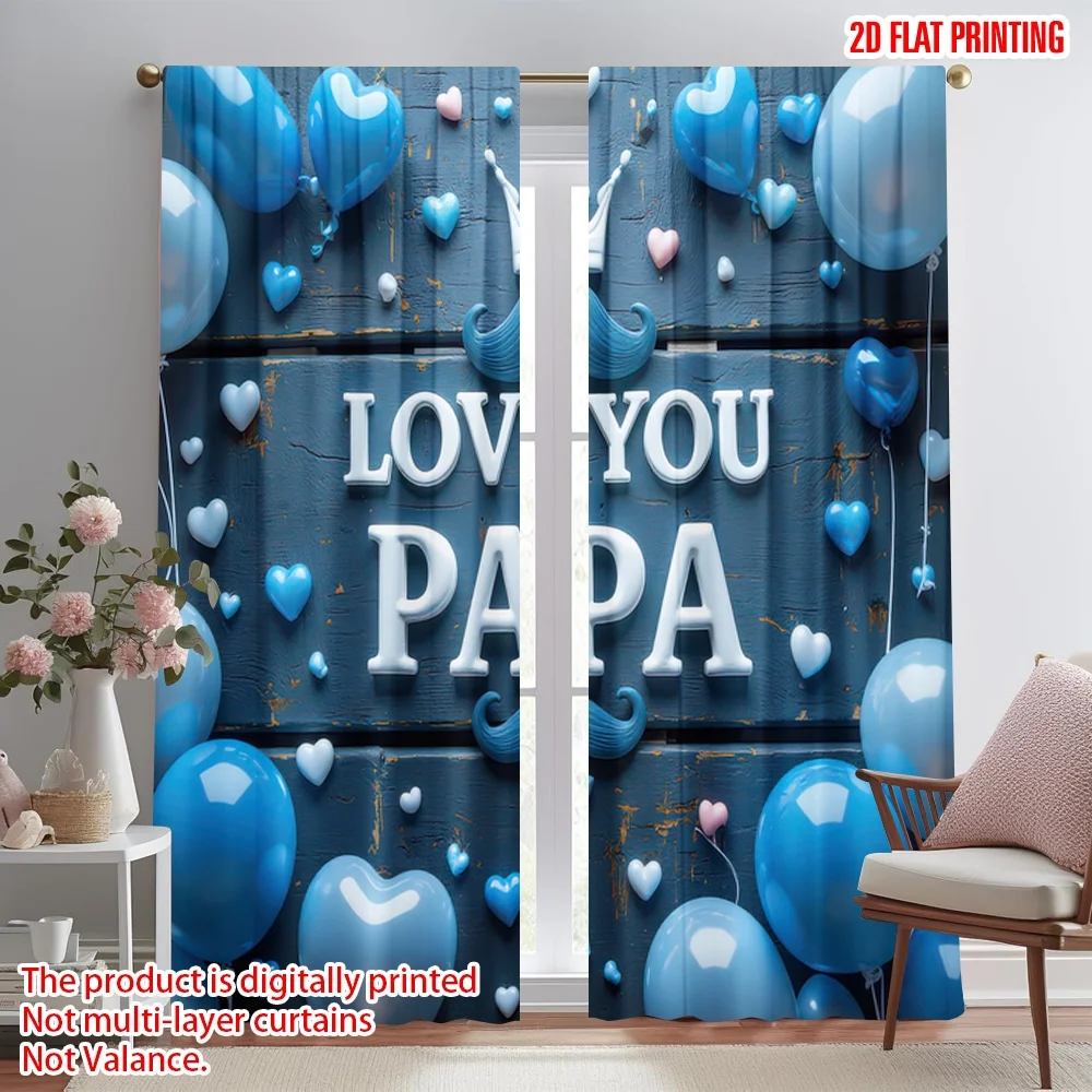 

2D flat printing 2pcs Window Drapes Father's Day Love Balloons(1) Digital Printed Polyester Drapes Party Decorations for Outdoor