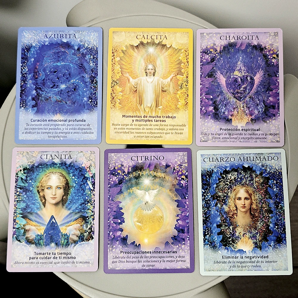 10.5*7.5cm Crystal Angels Oracle Deck 44 Pcs Oracle Cards Spanish Edition