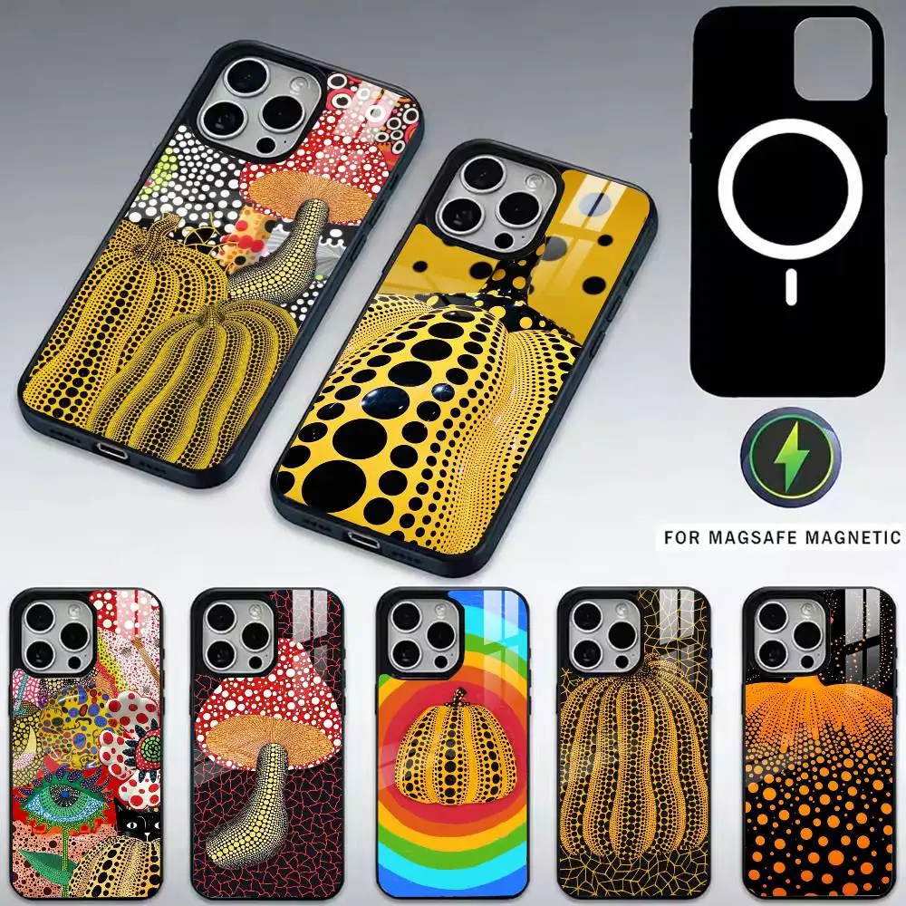 

Yayoi Kusama Pumpkin-u Phone Case For iPhone17,16,15,14,13,12,11 Plus,Pro Magnetic For Magsafe Wireless Charging