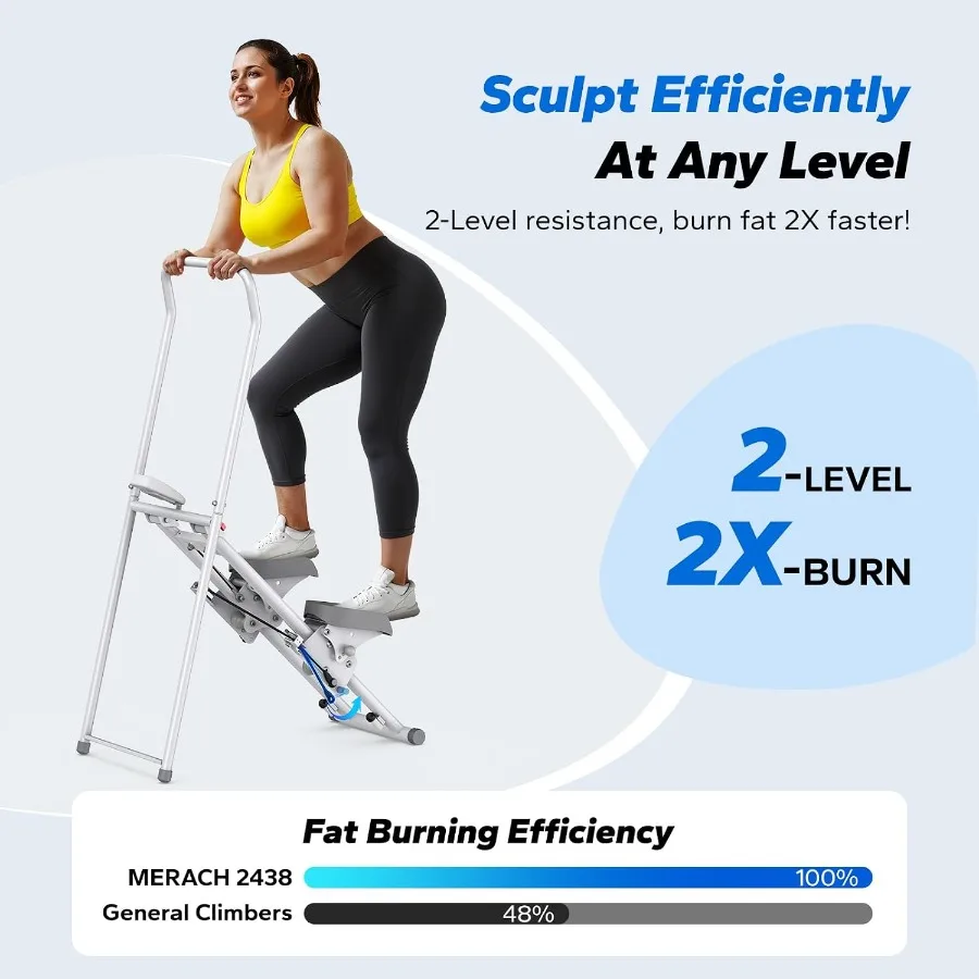 Foldable Vertical Climber with Adjustable Resistance, LCD Monitor, Space-Saving Design for Total Body Low-Impact Cardio Workout