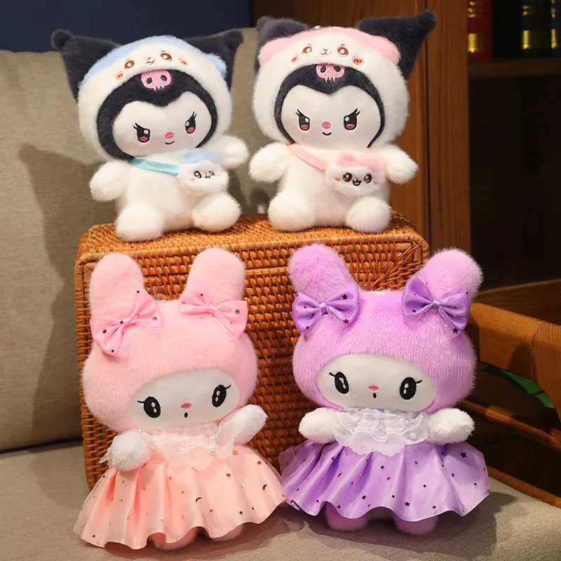 There Are Suction Cups Sanrio Plush My Melody Toys Kuromi Cinnamoroll Peluches Dolls Kawaii Room Decor Sofa Doll Kids Gift