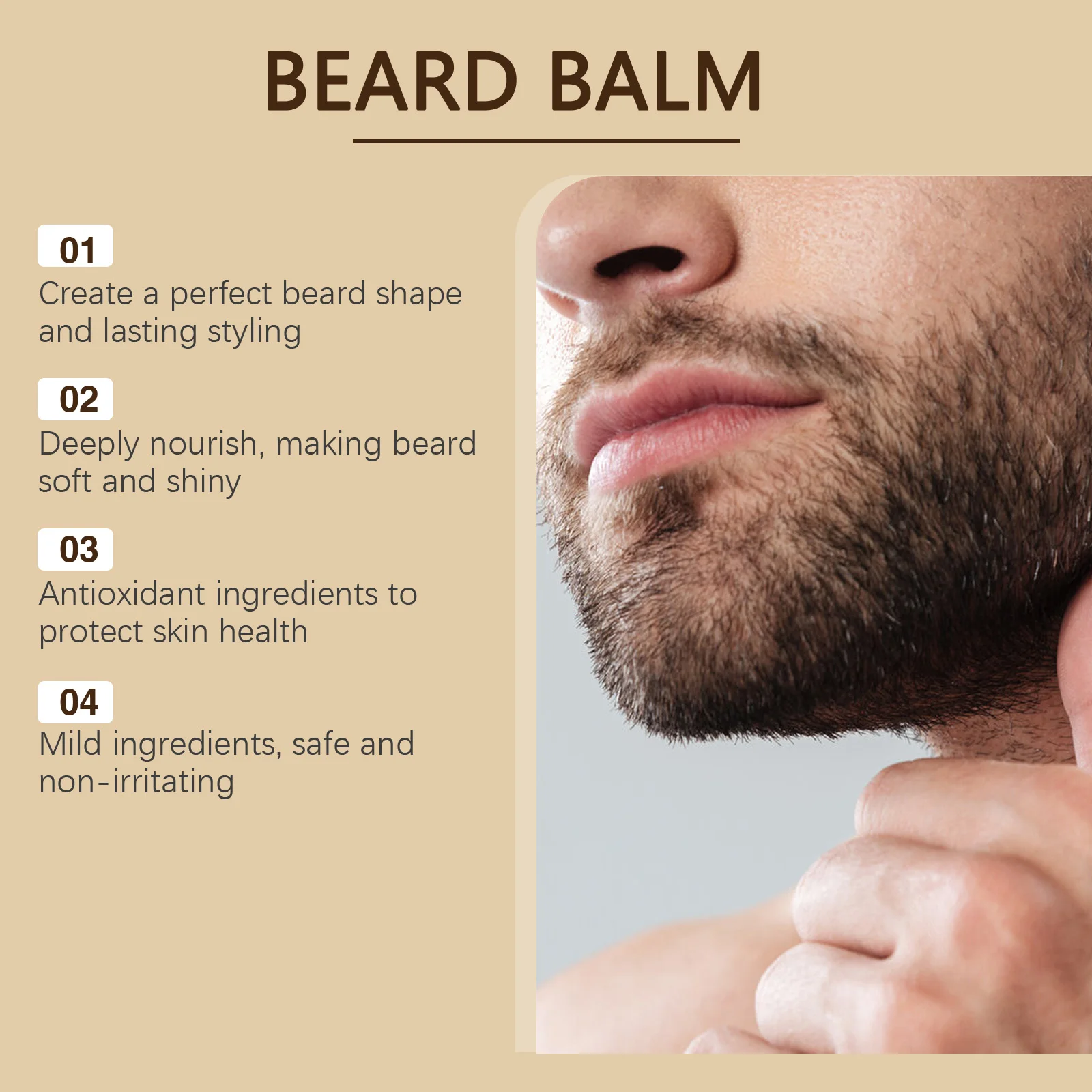 Men Natural Beard Balm Wax Beard Conditioning Oil Deep Moisturizing Smoothing Thicken Moustache Styling Professional Care Cream