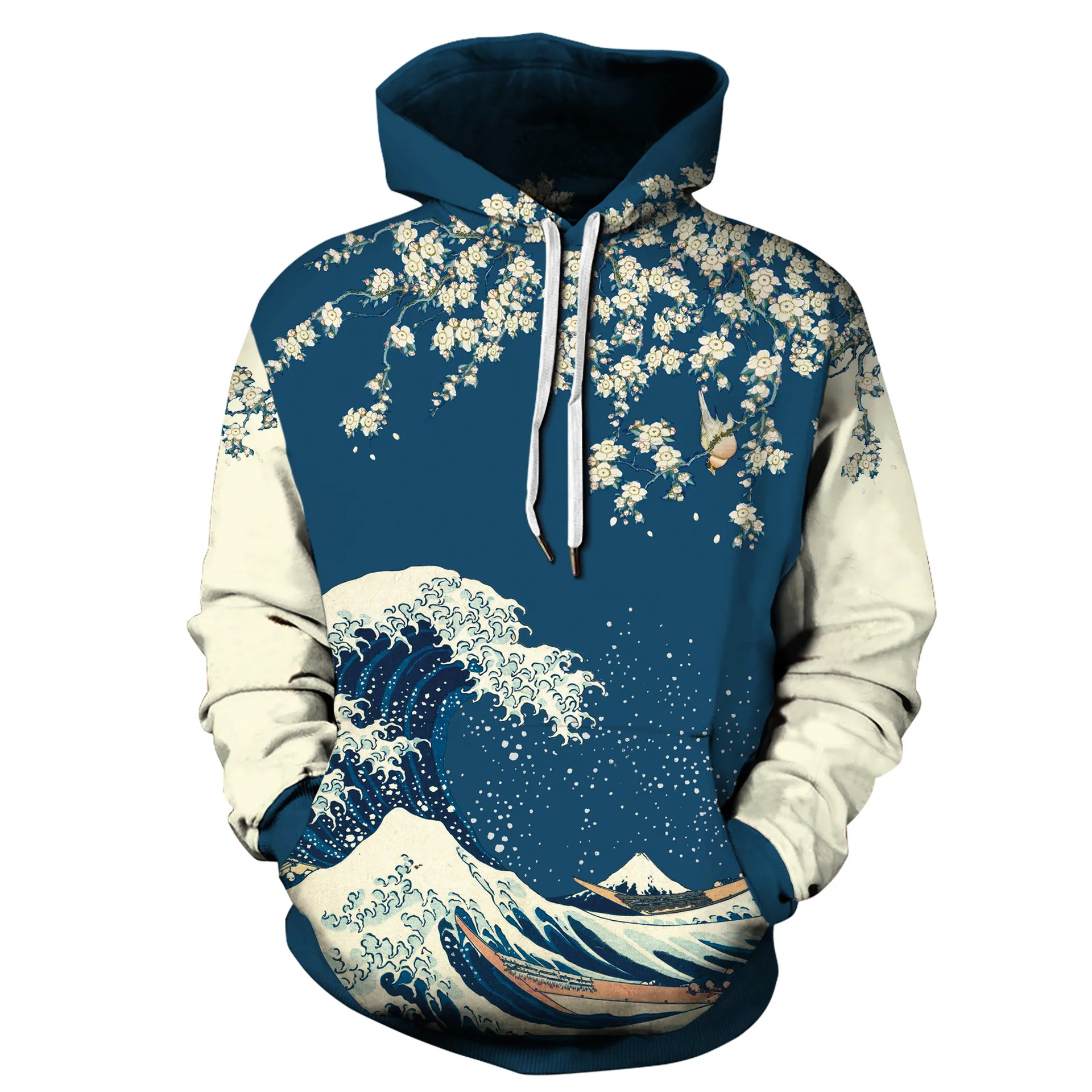 Lattice Vortex Japanese Great Wave Off Kanagawa Plum Blossom 3D Print Men Hoodies Women Hooded Sweatshirt Pullover Clothes S-3XL