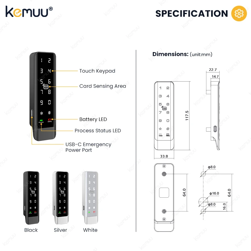 KEMUU Smart Cabinet Lock Tuya Safe Password Keyless Security Nfc Cabinet Lock Card Office Cabinet With Lock