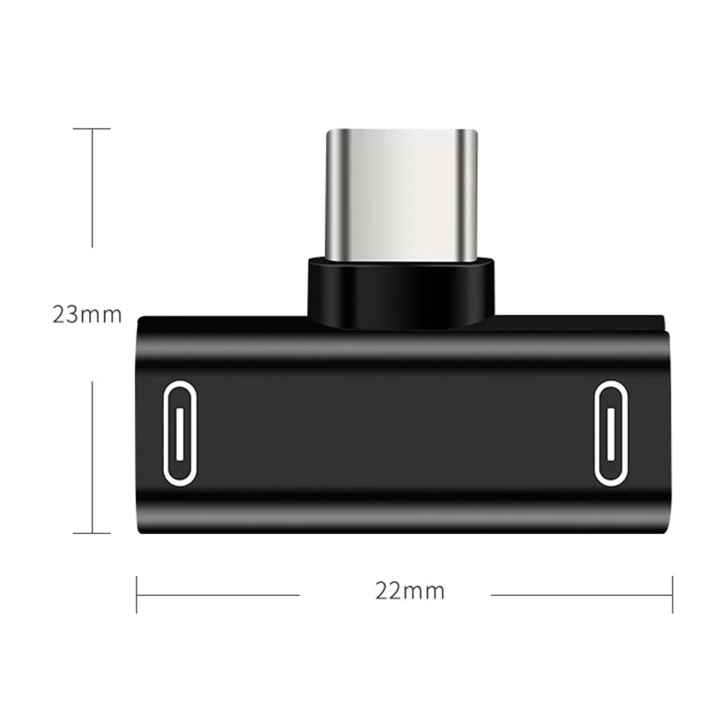 USB C 분배기 C타입 수-듀얼 C타입 암 헤드폰 충전기 어댑터, 분배기 변환기, 2 in 1