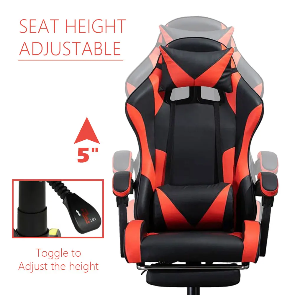 Footrest High Back Video Game Chair with Gaming Chair  with Headrest Lumbar Support Height Adjustable Swivel Computer Chair