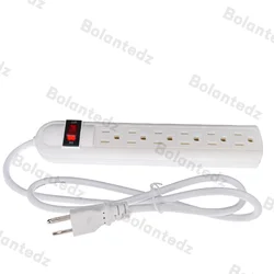 Bolantedz Power Socket 6 US AC Outlets Power Strip With Switch 1m Extension Cord For Home, Office, Dorm