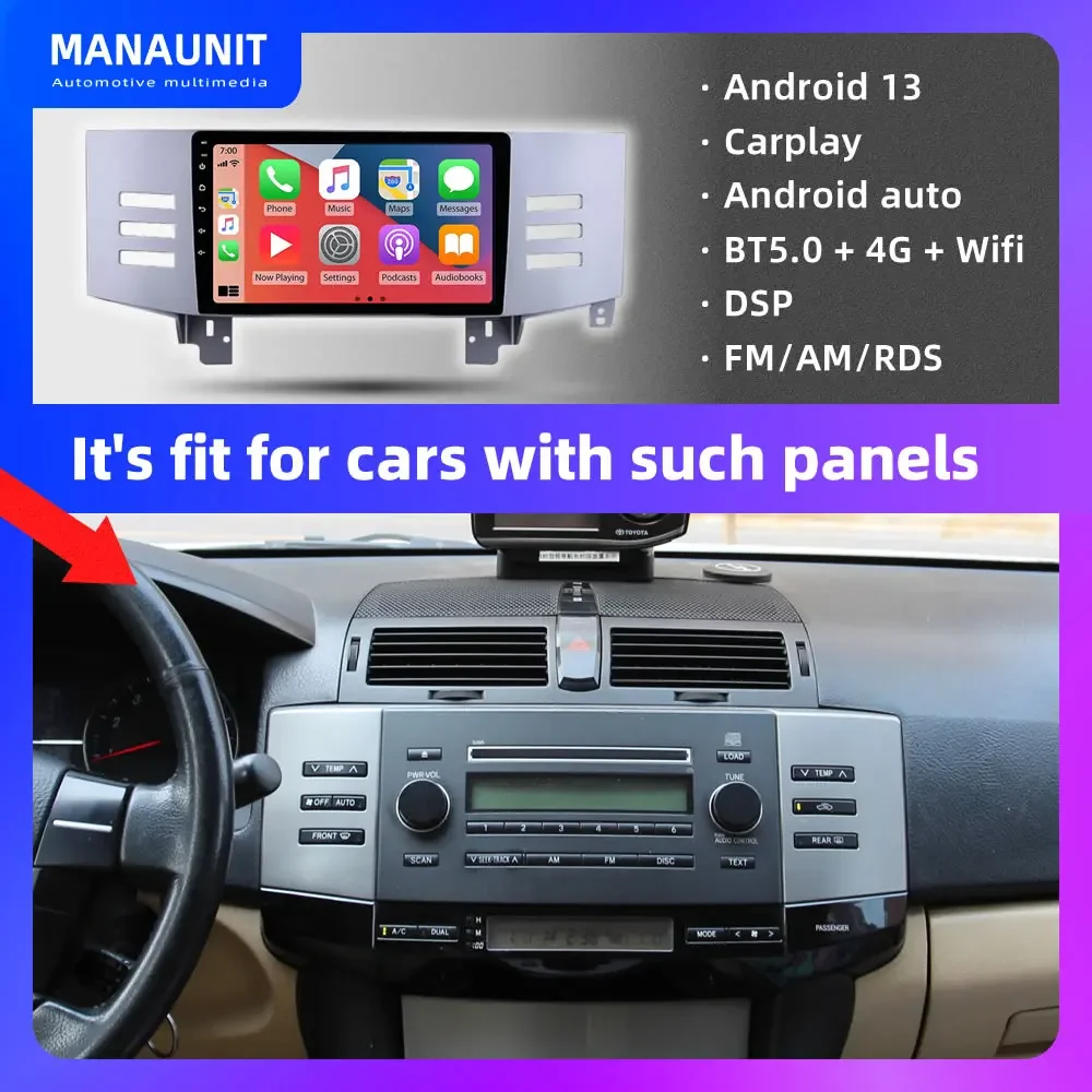 Car Multimedia Player for Toyota Mark X Reiz X120 2005-2009,Carplay,Android Auto,Radio,Video,Navigation,GPS,DVD,Stereo,Head Unit