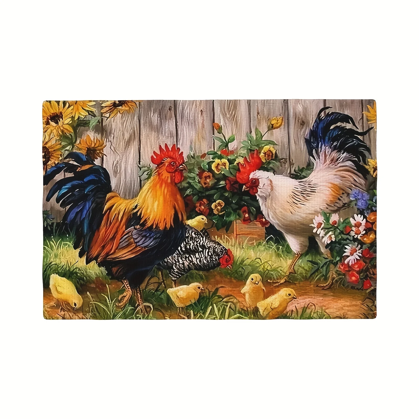 4pcs, Rooster, Hen, Chicken Fl - Linen Table Runner recension och pris