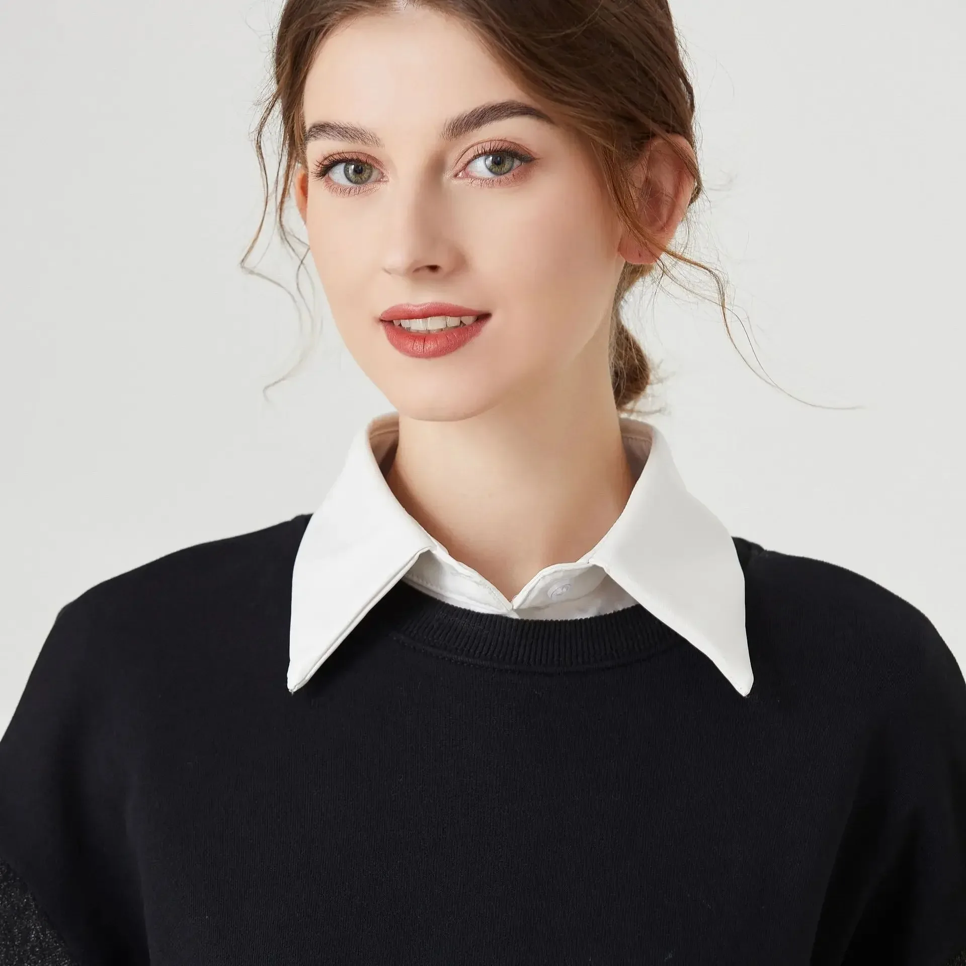 1 pz camicia da donna con colletto finto staccabile colletti bianchi neri moda tinta unita camicetta falsa accessori di abbigliamento unisex
