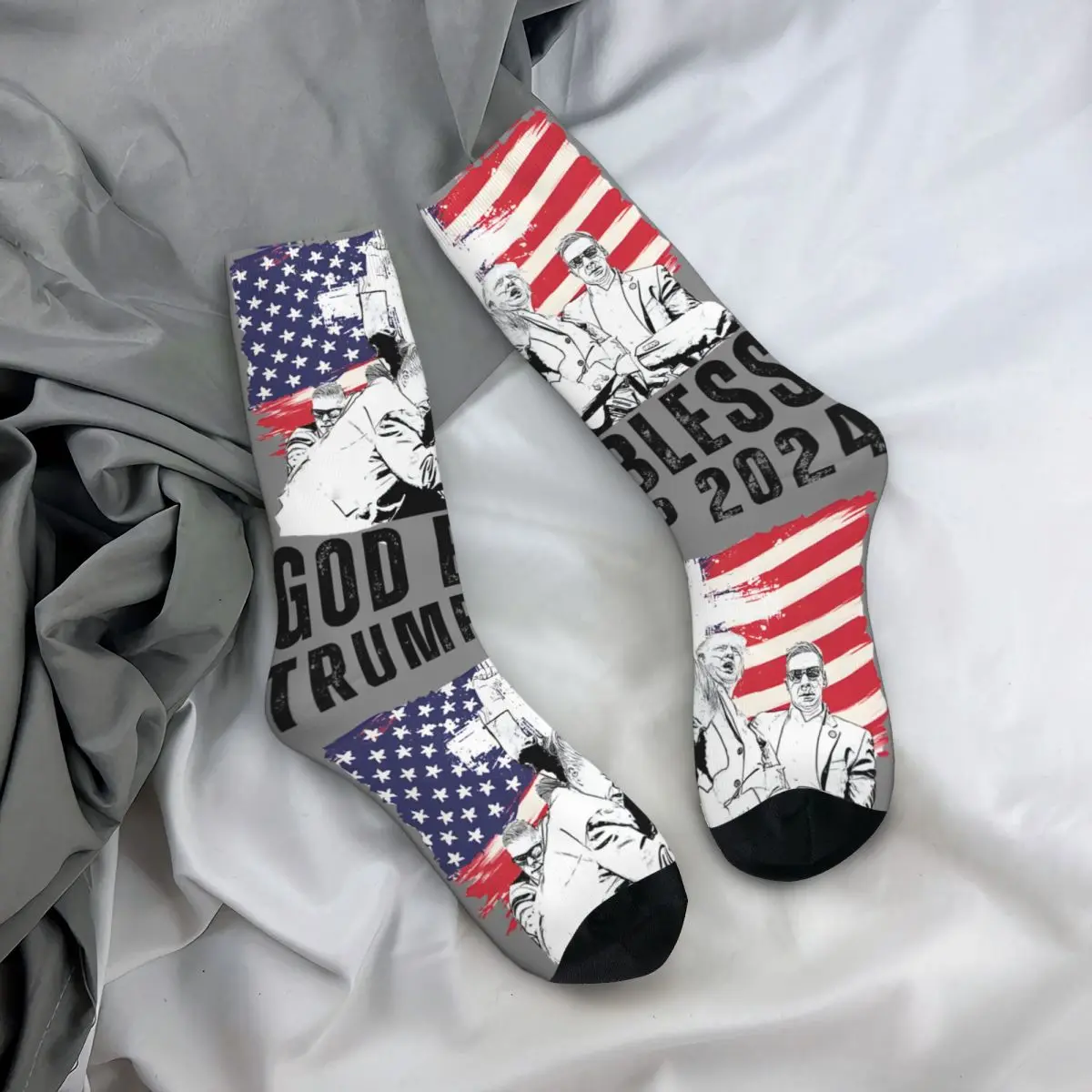 Hip Hop Retro Bless Crazy Men's compression Socks Unisex T-Trumps Street Style Pattern Printed Funny Novelty Happy Crew Sock