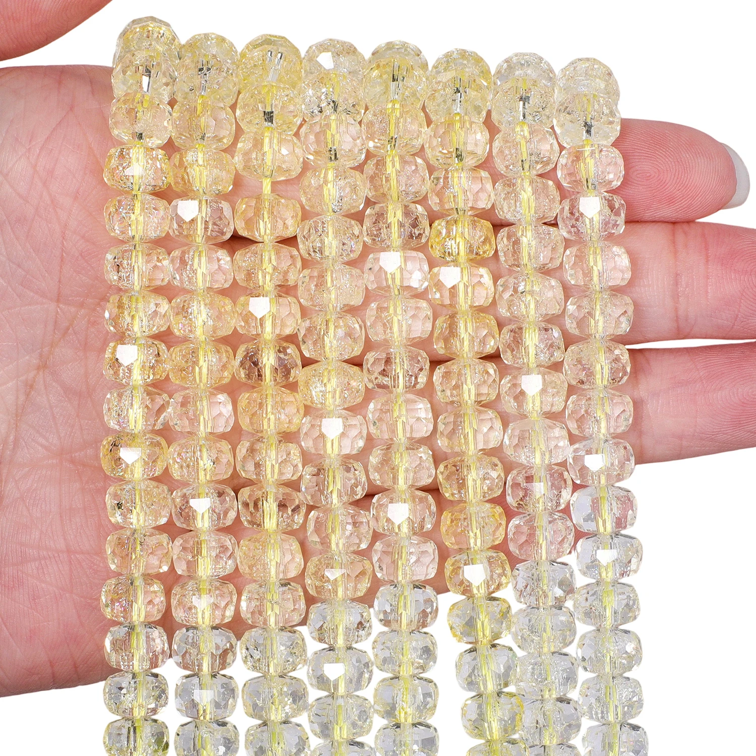 8x5mm Halbplattierte Mehrfarbige Facettierte Rad-Kristallquarz-Perlen AB-Farbe Transparente Glasperlen für DIY-Armband und Halskette – Detail 13