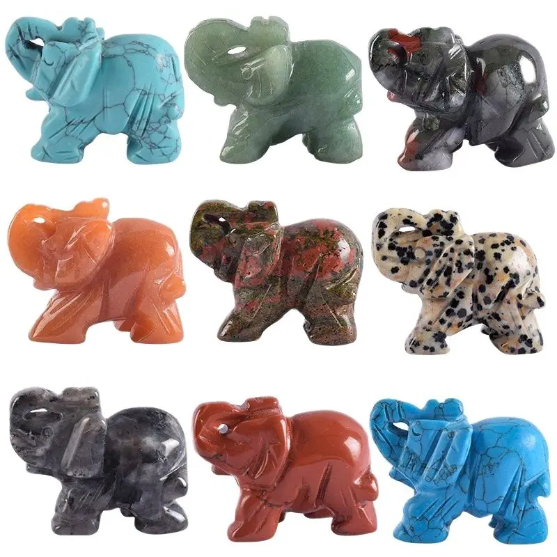 

1.5" Elephant Statue Natural Stones Rose Quartz Healing Crystals Carved Animal Figurines Room Decor Gem Craft Trinket Wholesale
