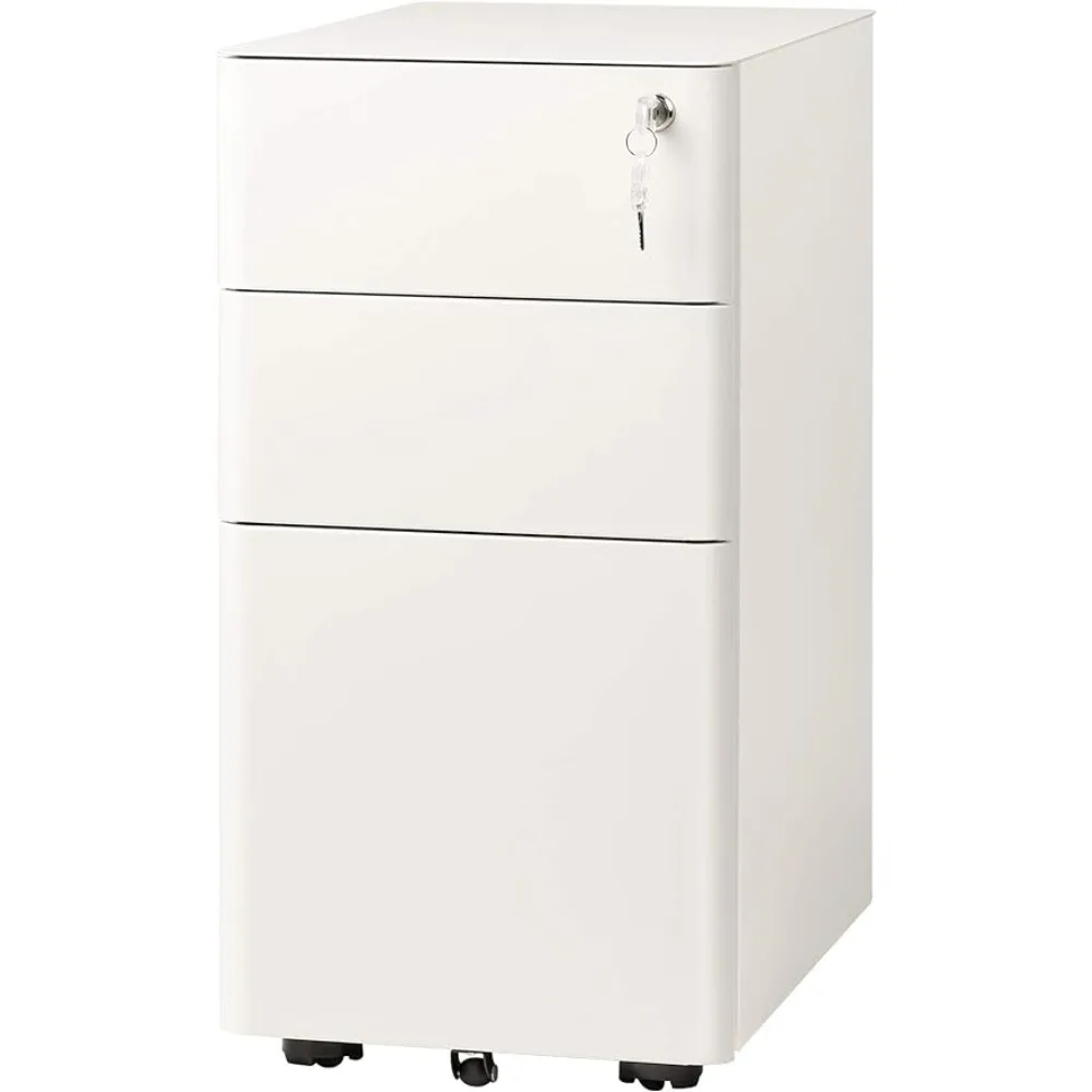 

Home office 3-drawer ultra-thin vertical file cabinet, fully assembled except for casters, legal/letter size