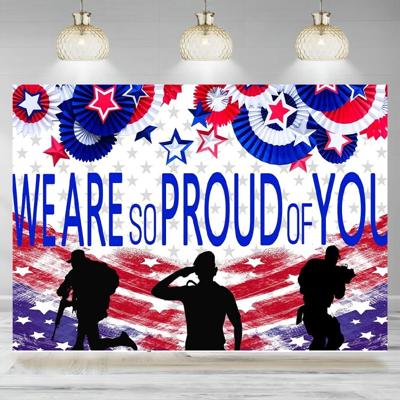 American Flag Patriotic Soldier Backdrop Patriotic Photography Background Veterans Day Memorial Day Independence Day  Banner