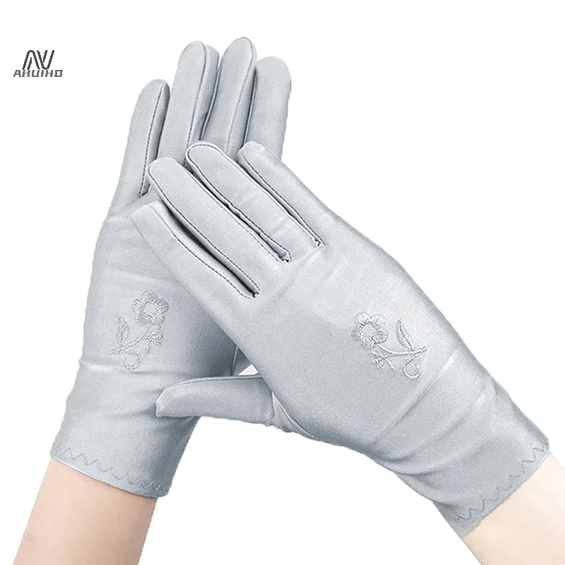 

Full Finger Driving Gloves Women Embroidery Lovely Flower Sun-shading Slip-resistant Lady Short Jewelry Gloves