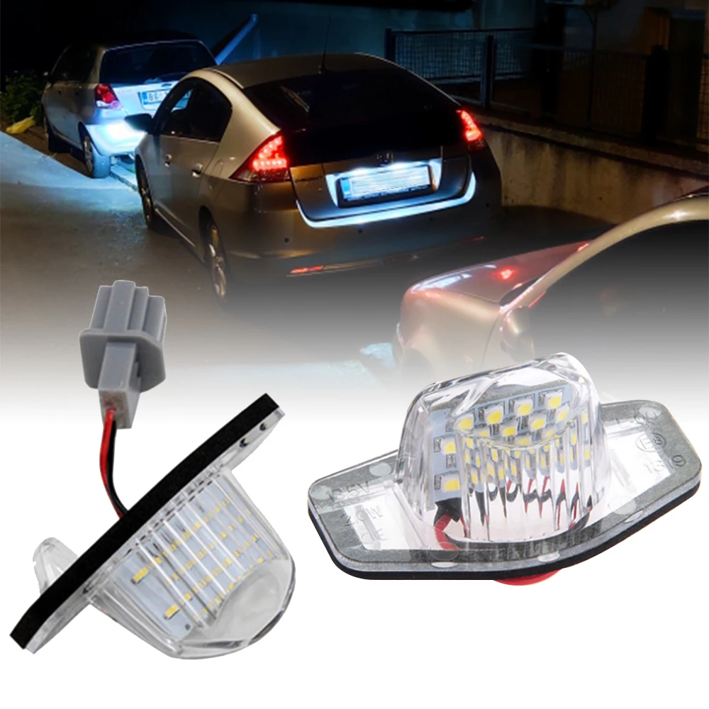 2Pcs LED Car Number License Plate Light For Honda Crv Fit Odyssey Jazz Hrv Frv CR-V Stream 12V SMD 18 LED Number Lamp