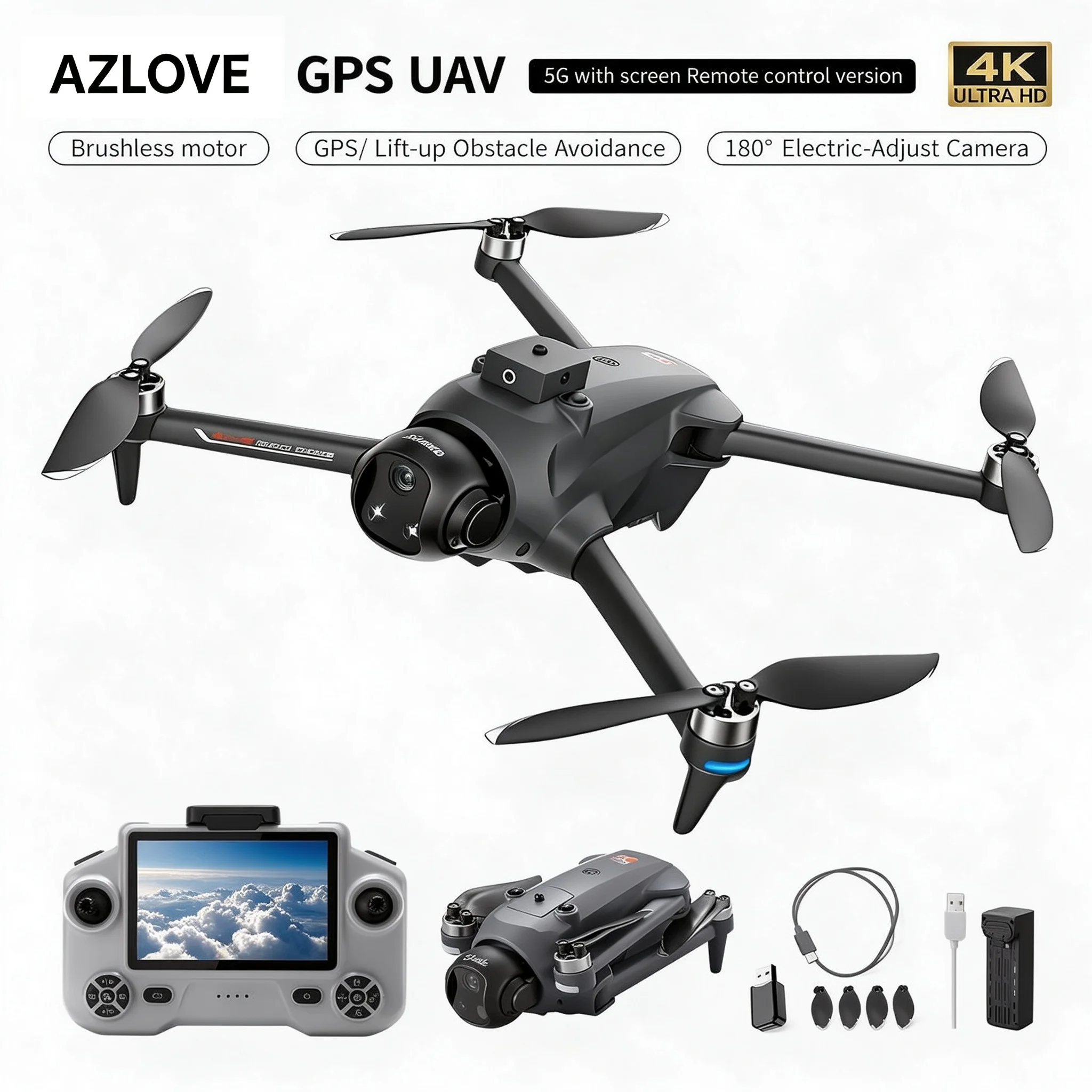 YL059 4K Brushless Foldable Drone with GPS Auto Return, Retractable Obstacle Avoidance Camera & Payload Dropping Function