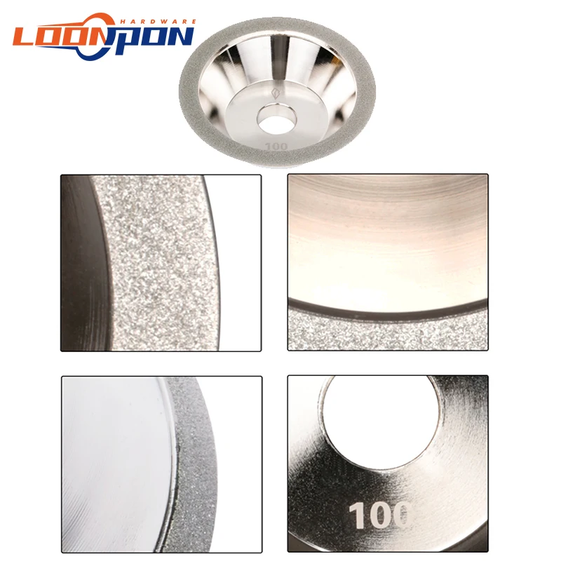 Loonpon 100mm Diamond Grinding Wheel Cup Diamond Wheels DIsc Grinding Tool For Sharpener Grinder Milling Cutter Tungsten Carbide