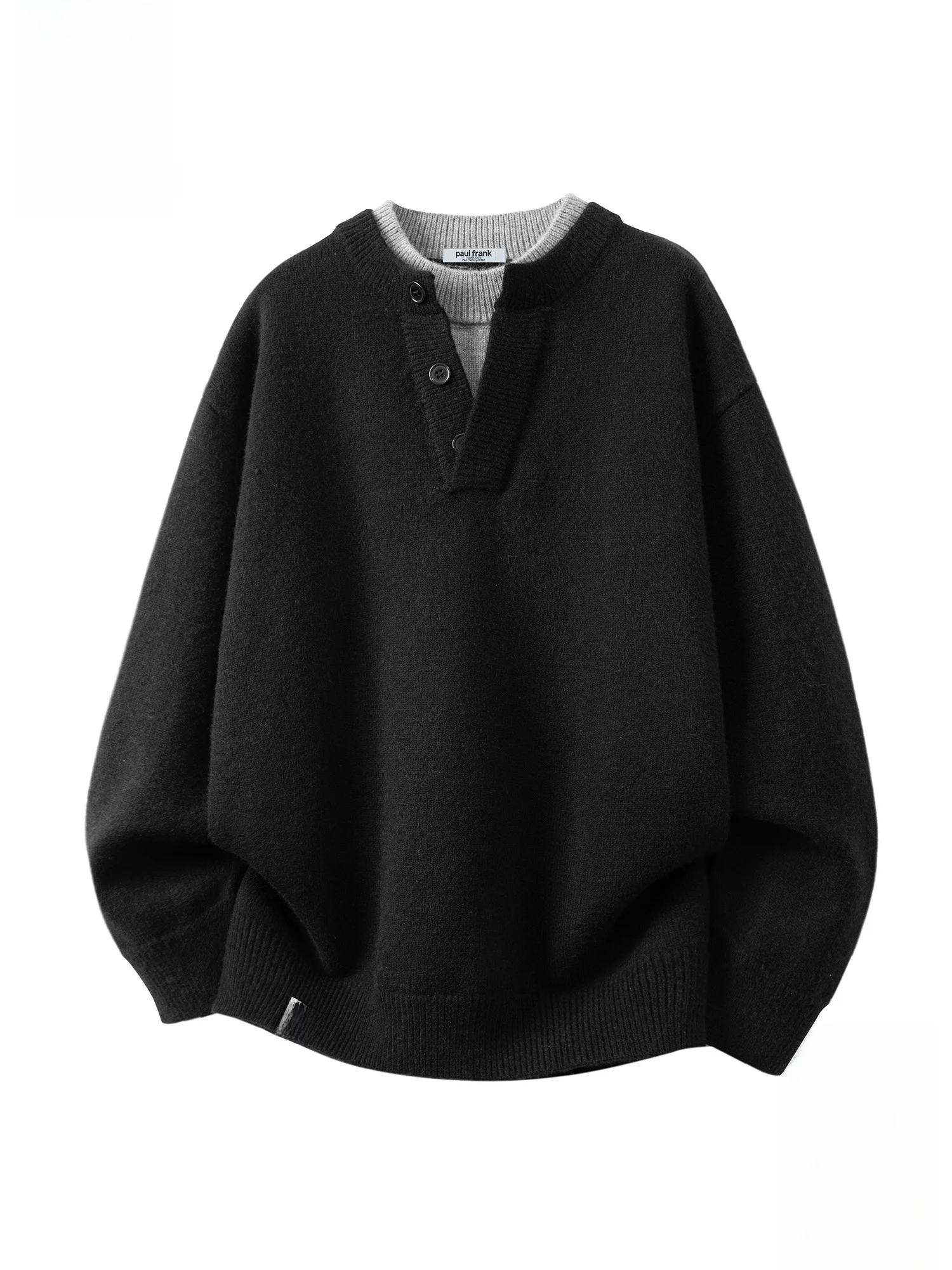 

PaulFrank Retro round Ne V-Ne Knitwear Men's Casual Warm Winter Sweater Big Mouth Monkey Fake Two-Piece Color Blo