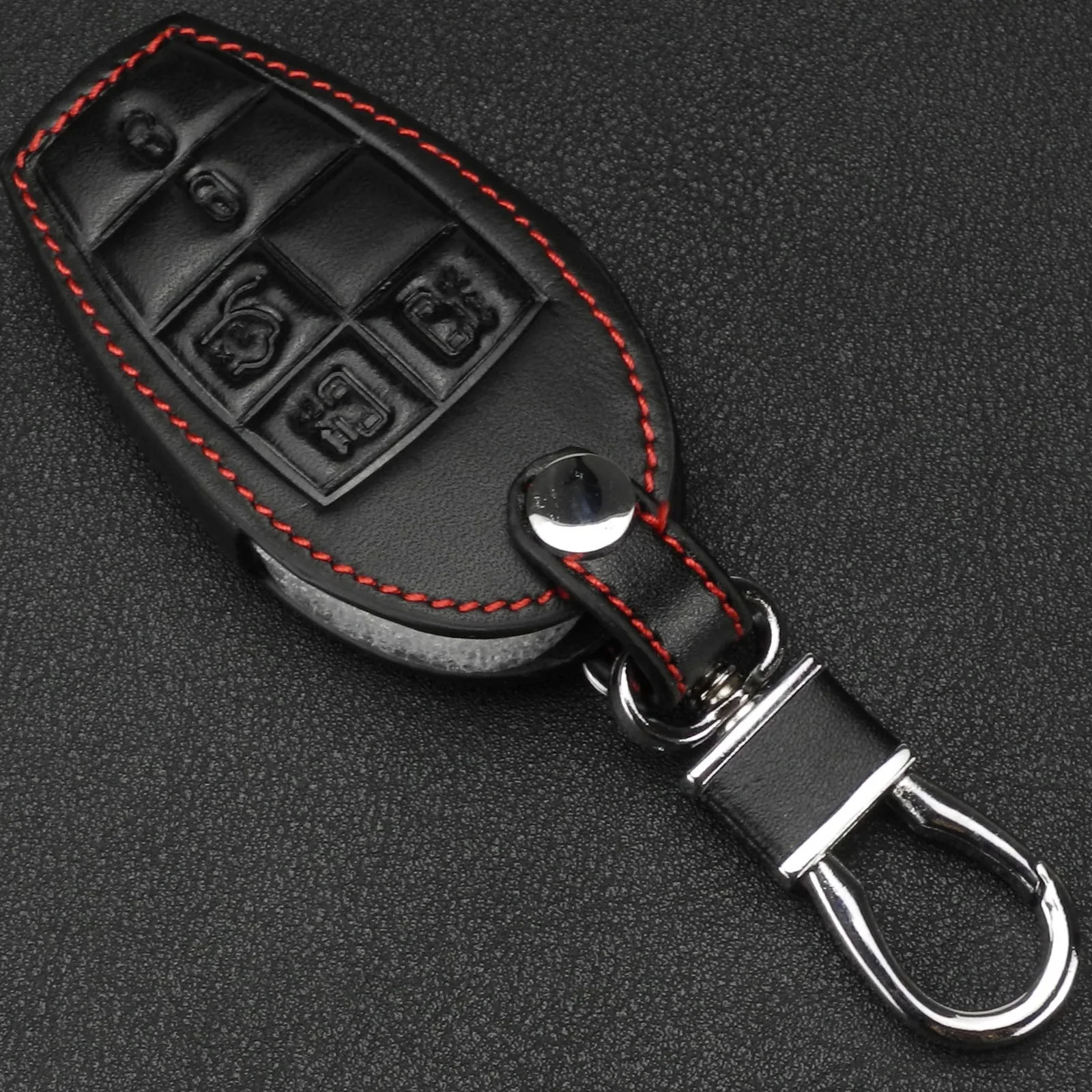 Jingyuqin 5 Buttons Leather Car key Case Cover for Chrysler Town & Country D-odge Grand Caravan Car Accessories