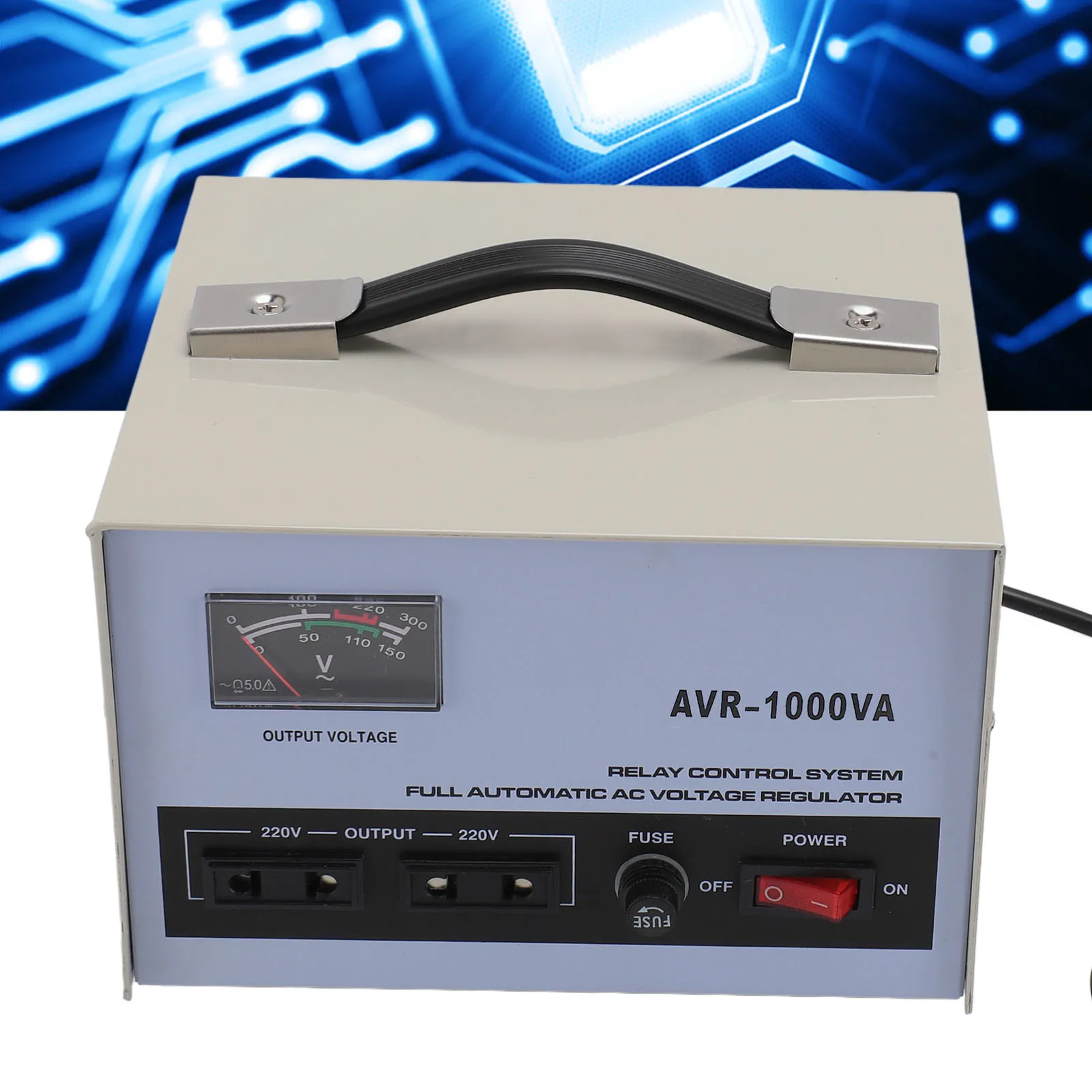 

AC Voltage Regulator 1000W 1 Input Output 3 Sockets Automatic Voltage Stabilizer with 2 AC Voltage Regulator